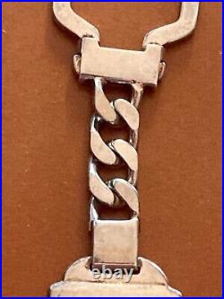 RARE VINTAGE STERLING SILVER KEYCHAIN with 750 marked gold band 1970's