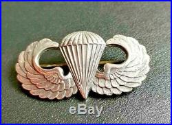 RARE WWII U. S. Paratrooper Jump Wing STERLING SILVER Pin (Marked GEMSCO)