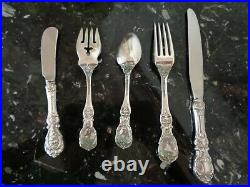 REED & BARTON FRANCIS I STERLING SILVER 40pc FOR8 FLATWARE SET CHEST SCRIPT MARK