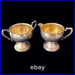 ROGERS Antique Sterling Silver Sugar Cream Bowl Cups Weighted, marked'STERLNG