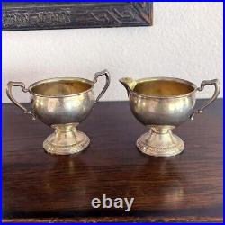 ROGERS Antique Sterling Silver Sugar Cream Bowl Cups Weighted, marked'STERLNG