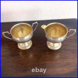 ROGERS Antique Sterling Silver Sugar Cream Bowl Cups Weighted, marked'STERLNG