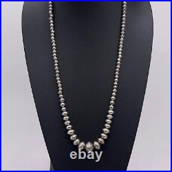 RU Marked Vintage 925 Sterling Silver Graduated Beads Necklace 60 Gram