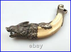 Rare Antique Handmade Natural Fang Sterling Silver Austria Hungary Marked 106 gr