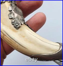 Rare Antique Handmade Natural Fang Sterling Silver Austria Hungary Marked 106 gr