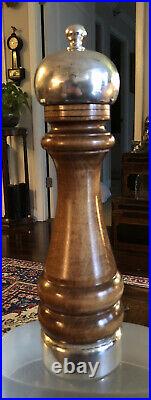 Rare & Large 11 Cartier Sterling Silver Mounted Pepper Mill Grinder Marked
