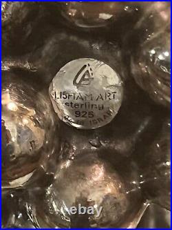 Rare Lisham Art Sterling Silver Cluster Of Grapes Marked Lishan Art. 925