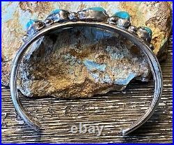 Rare Navajo MARK CHEE Sterling & Rare Gem Blue Turquoise Cuff Bracelet No Reserv