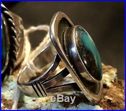 Rare Navajo Mark Chee Sterling & Bisbee Turquoise Ring Size 7.5 Plus Bonus Ring