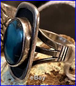 Rare Navajo Mark Chee Sterling & Bisbee Turquoise Ring Size 7.5 Plus Bonus Ring