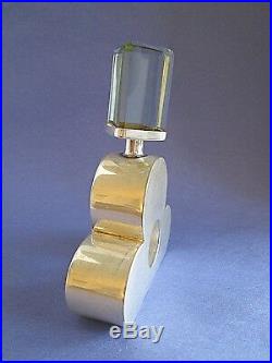 Rare Sterling Silver Large TAXCO Perfume Bottle Crystal Top Modernist Marked
