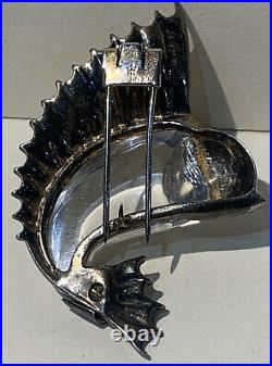 Rare Trifari Crown Mark Sterling Silver Fish Pin Brooch