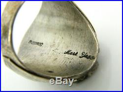 Rare Vintage Mark Yassie Navajo Coral Sterling Silver Raindrop Ring Sz. 11.75