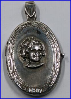 Rare Vintage Sterling Silver Shirley Temple Locket Necklace Marked 925