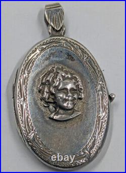 Rare Vintage Sterling Silver Shirley Temple Locket Necklace Marked 925