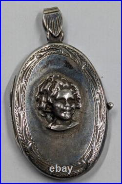 Rare Vintage Sterling Silver Shirley Temple Locket Necklace Marked 925