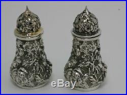 Repousse Sterling Silver Shakers by Stieff 1940 Date Mark