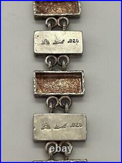 Roman Period Glass Fragments 200 B. C Set in 925 Silver Bracelet Jerusalem 2001