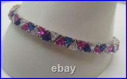 Ross Simons Sterling Silver Tennis Bracelet Pink Sapphire, Marked R 8