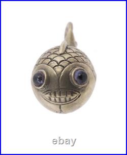 Russian 88 Sterling Silver Fish Amethyst Eyes Egg Pendant Marked