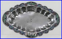 Russian Sterling Silver Cloissone Enamel Ring Tray Pure Silver 1000 Mark