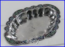 Russian Sterling Silver Cloissone Enamel Ring Tray Pure Silver 1000 Mark