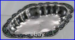 Russian Sterling Silver Cloissone Enamel Ring Tray Pure Silver 1000 Mark