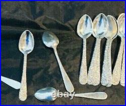 S. KIRK & SON REPOUSSE STERLING SET OF 6 DEMITASSE SPOONS 925/1000 early marks