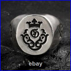 S925 sterling silver Atelier Mark heavy motor powerful men's engraved large ring