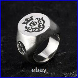 S925 sterling silver Atelier Mark heavy motor powerful men's engraved large ring