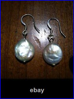 SALE! New Coin Pearls from Thailand charm, chain, & Earrings all marked 925