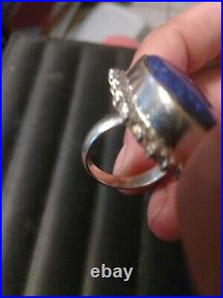 SALE! Vintage But New Lapis Lazuli Sterling Silver Ring Marked 925