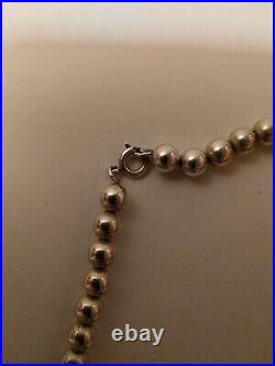 SALE! Vintage Sterling Silver Beaded Necklace Brown Tiger Eye beads Marked 925