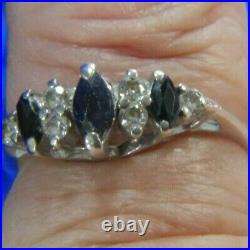 SAPPHIRE 1/4 Sterling Silver 0.925 Estate QUARTZ cocktail BAND Ring size 5