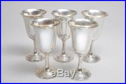 SET OF 5 (FIVE) VINTAGE STERLING SILVER GOBLETS BY WALLACE marked #14