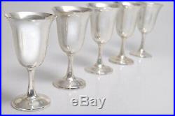 SET OF 5 (FIVE) VINTAGE STERLING SILVER GOBLETS BY WALLACE marked #14