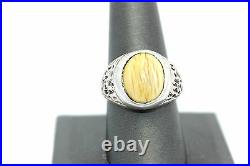 SIGNED Vintage Native Modernist Sterling Silver Inlay BRUTALIST Ring Sz 9