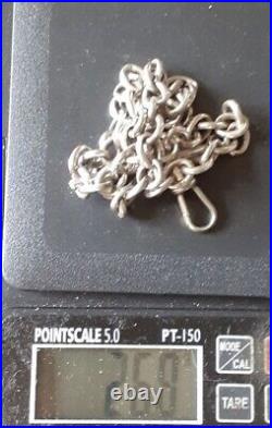 SILVER ALBERT CHAIN with T Bar and Dog Clip Links Lion Marked Sterling 27g 36cm