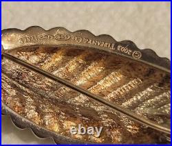 STERLING SILVER 18K GOLD TIFFANY AND Co. LEAF PIN BROOCH 2003 MARKED 750 925