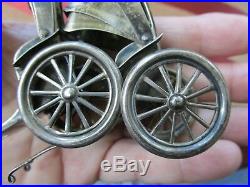 STERLING Silver RICKSHAW Salt & Pepper SHAKERS 1900's Useable Marked Tested 950