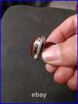 SUPER SALE! Vintage Large Carnelian Sterling Silver Oval Ring Marked 925