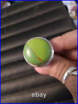SUPER SALE! Vintage Large Green Copper Turquoise Sterling Silver Ring Marked 925