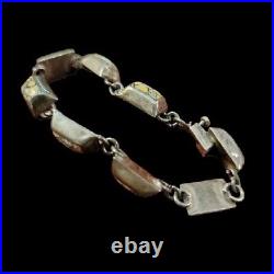 Sale! Vtg Jasper Gemstones Sterling Silver Bracelet Marked Mexico 925 Patina