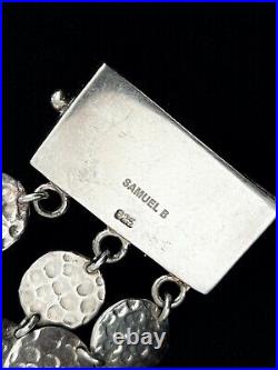 Samuel B Large Vintage Sterling Silver Links bracelet hand hammered marked