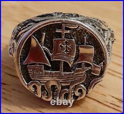 Santa Maria Kraken Sterling Silver Ring Sz. 9 Vintage 925 Marked Heavy Nautical