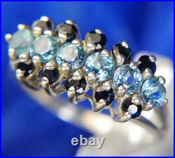 Sapphire Topaz 0.925 Sterling Silver Estate Wedding Anniversary Band Ring Size 9