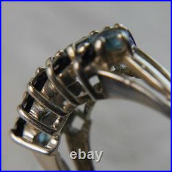 Sapphire Topaz 0.925 Sterling Silver Estate Wedding Anniversary Band Ring Size 9