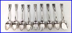 Set 8 Antique STERLING SILVER Dutch DEMITASSE Spoons and Caddy Spoon Sword Mark