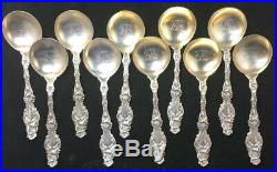 Set Of 10 Whiting Lily Sterling Silver Bouillon Spoons 5 Inch Early Mark