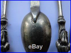 Set Of 12 Antique European, Sterling Silver Gilt Apostle Tea Spoons 1850, Marked